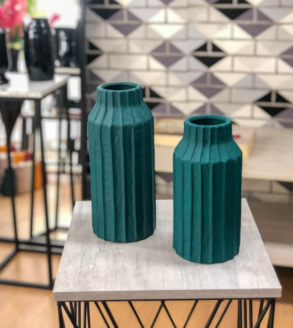 Duo Floreros Decorativos En Cerámica