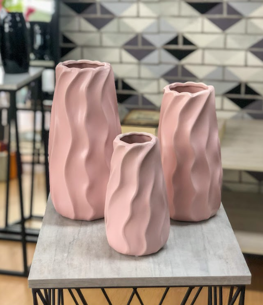 Trio Floreros Decorativos En Cerámica
