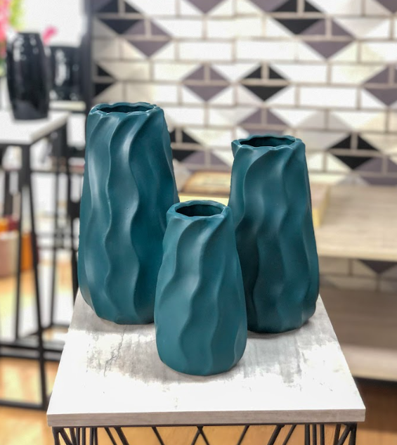 Trio Floreros Decorativos En Cerámica