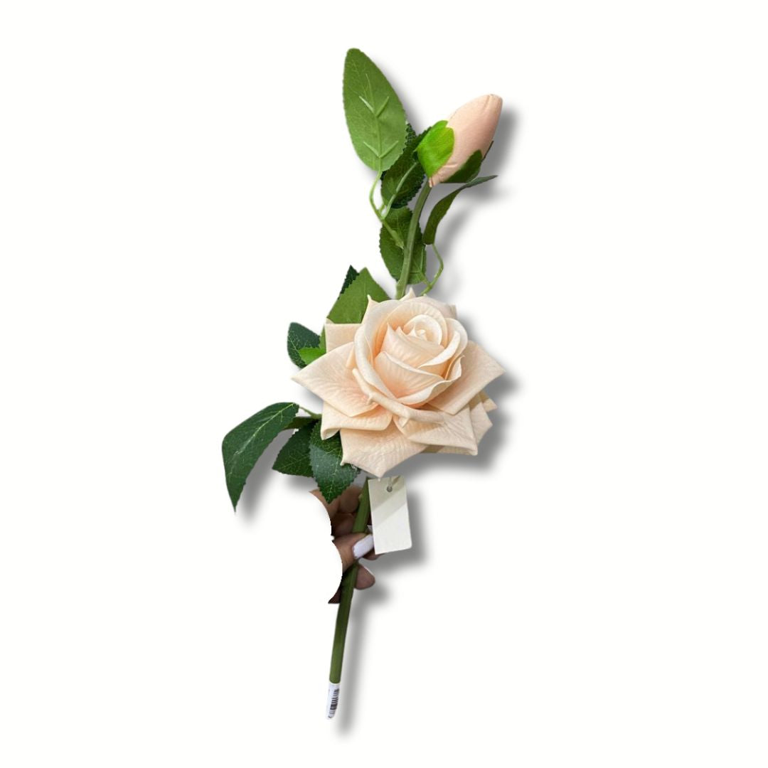 Flor Con Rosa Abierta y Cerrada Artificial
