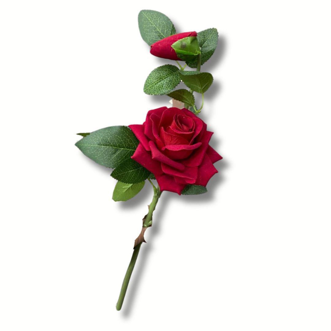 Flor Con Rosa Abierta y Cerrada Artificial