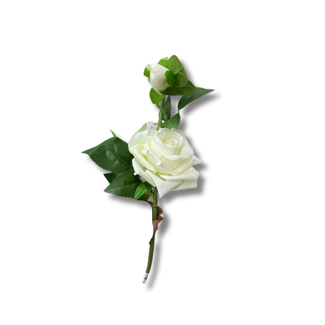 Flor Con Rosa Abierta y Cerrada Artificial