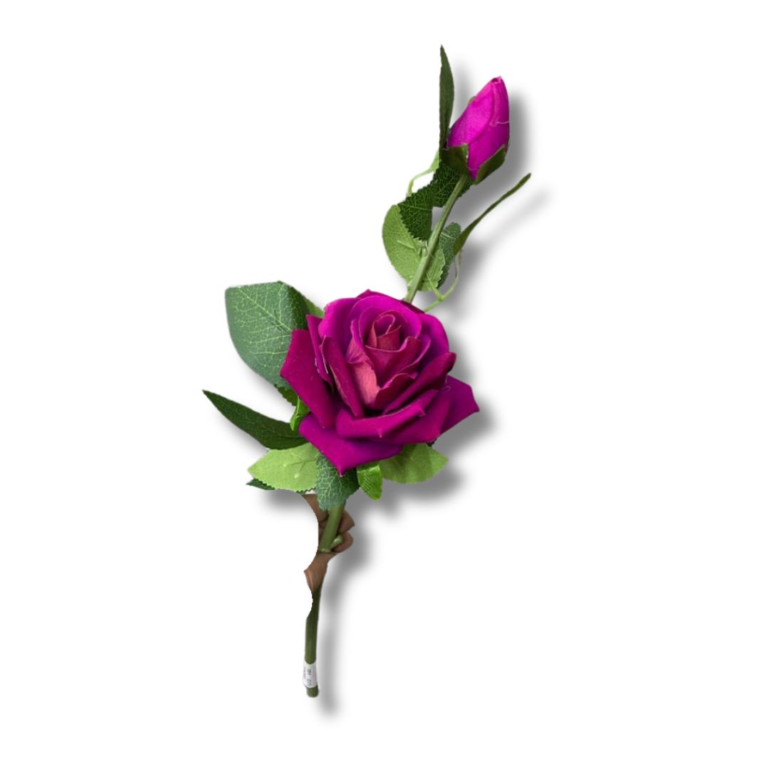 Flor Con Rosa Abierta y Cerrada Artificial