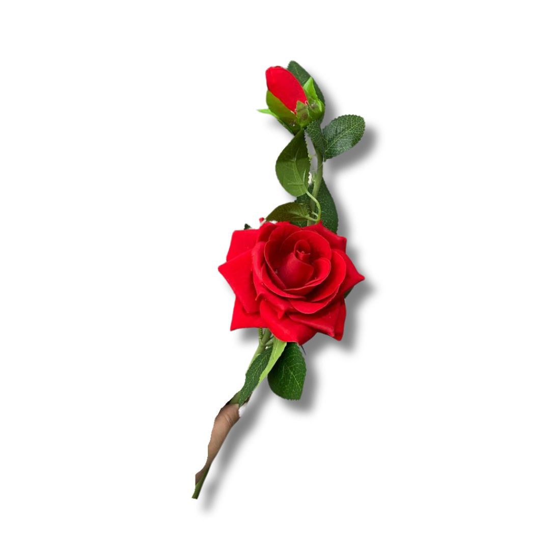 Flor Con Rosa Abierta y Cerrada Artificial