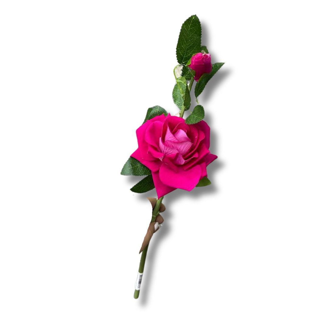 Flor Con Rosa Abierta y Cerrada Artificial