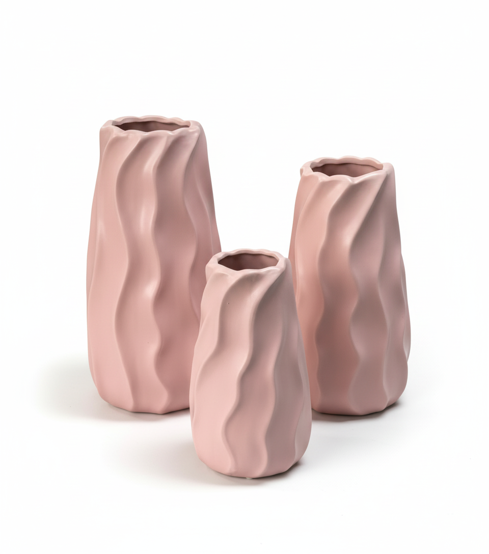 Trio Floreros Decorativos En Cerámica