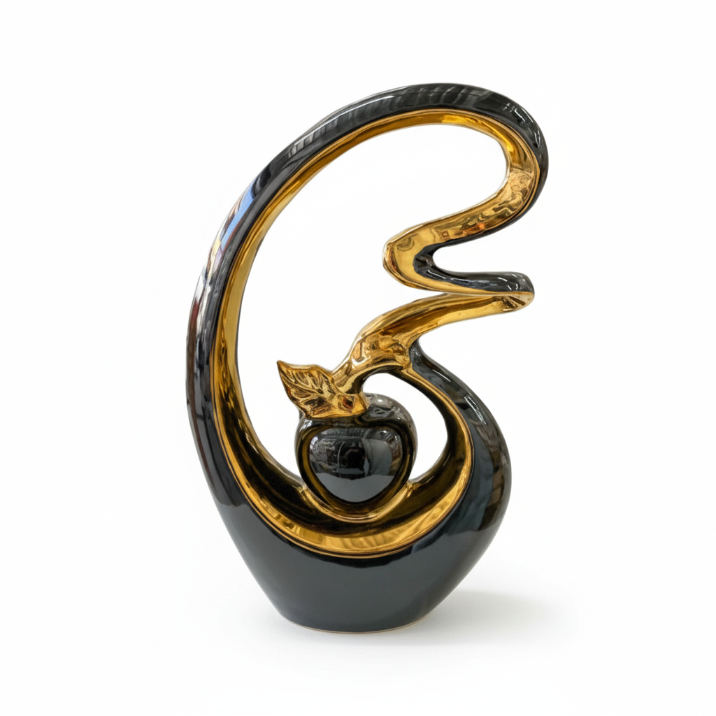 Trio De Figuras Decorativas Manzana Doradas