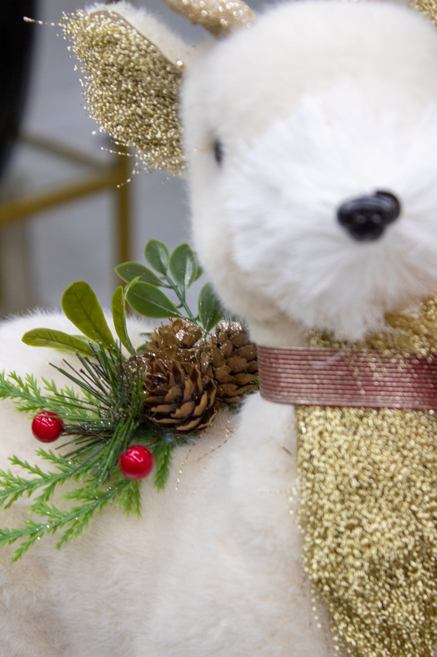 Reno Blanco Dorado Navideño