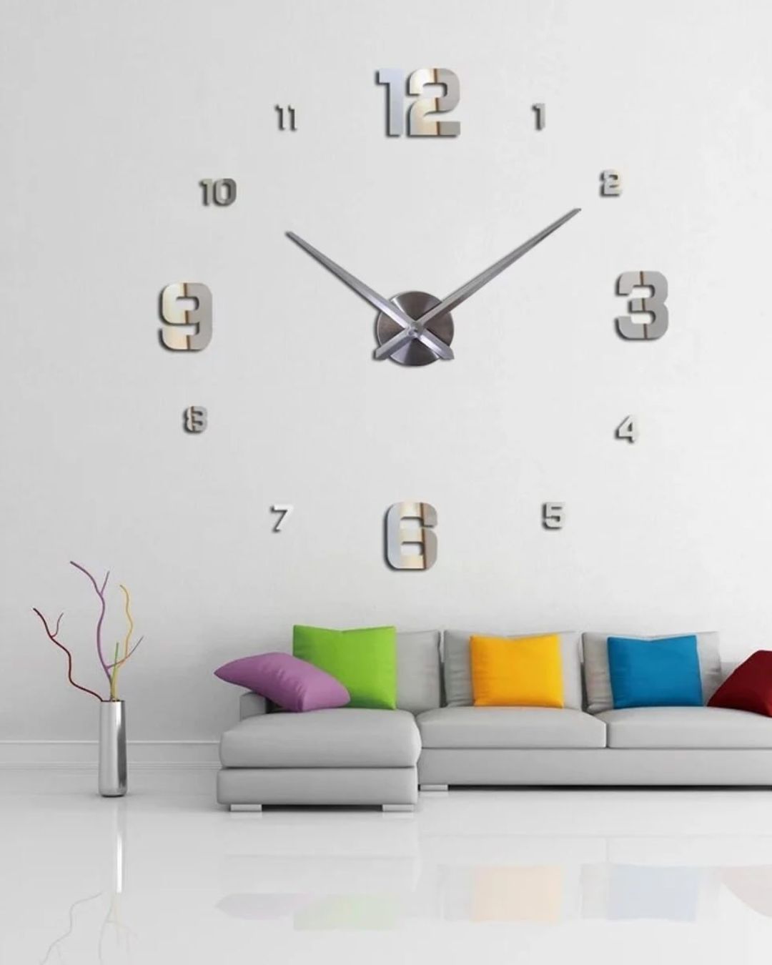 Reloj De Pared 3D Arábigo Números Grandes