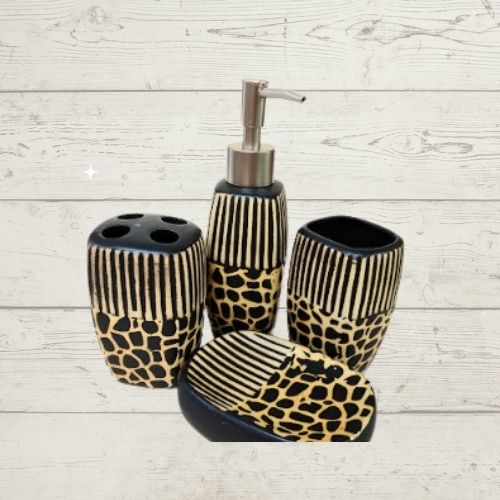 Set De Baño Estampado Negro