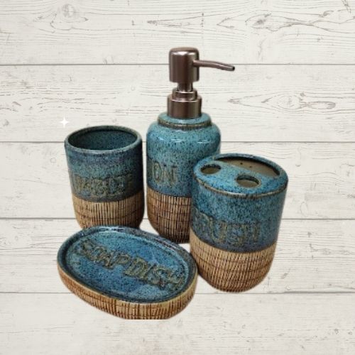 Set de Baño Color Azul Vintage