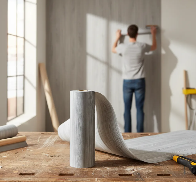 Papel Tapiz Autoadhesivo Madera Gris