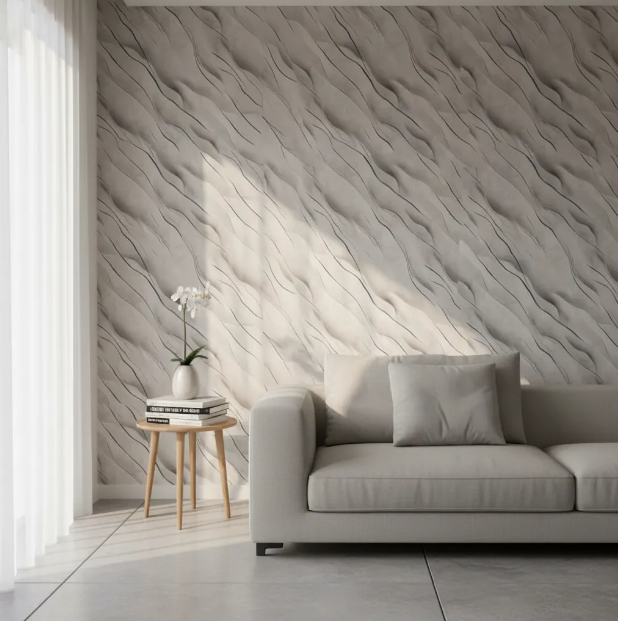 Papel Tapiz Autoadhesivo Blanco con Negro Marmolizado