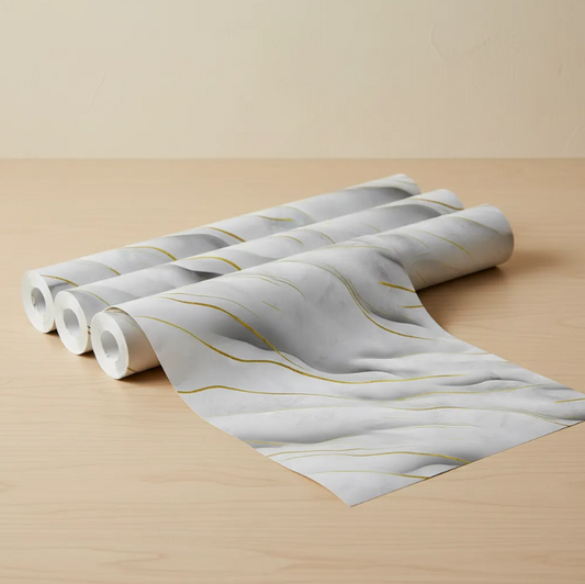 Papel Tapiz Autoadhesivo Gris con Dorado Marmolizado
