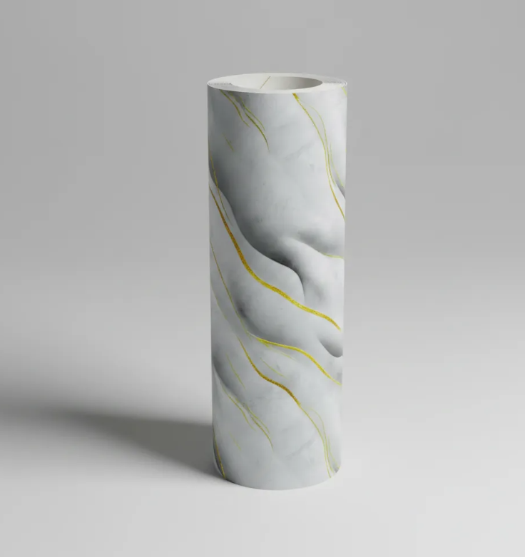 Papel Tapiz Autoadhesivo Gris con Dorado Marmolizado