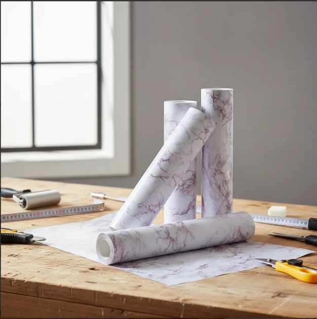 Papel Tapiz Autoadhesivo Rosado Marmolizado
