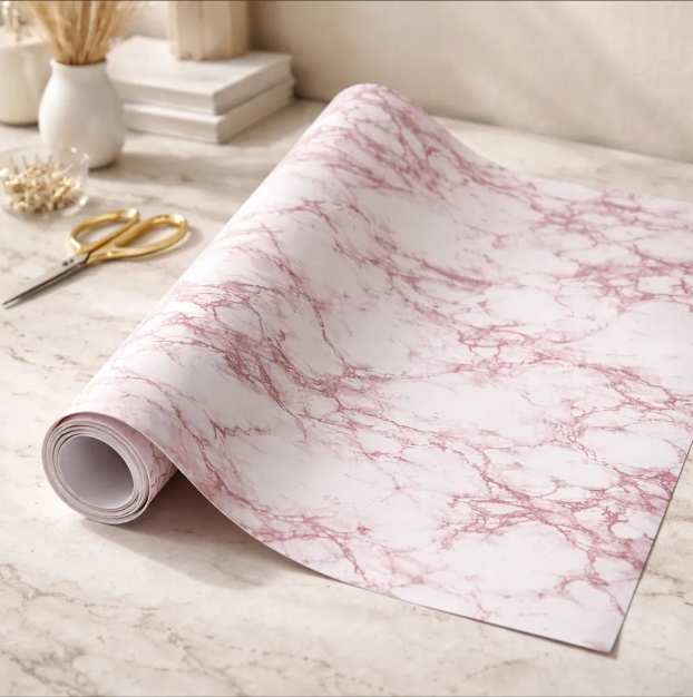 Papel Tapiz Autoadhesivo Rosado Marmolizado