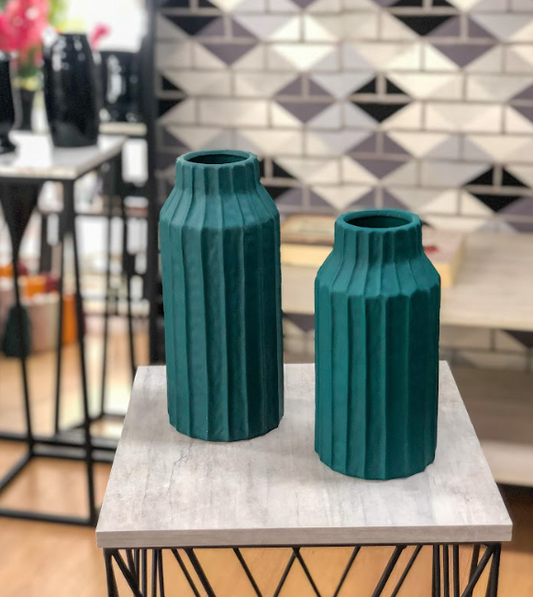 Duo Floreros Decorativos En Cerámica