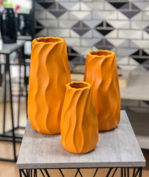 Trio Floreros Decorativos En Cerámica