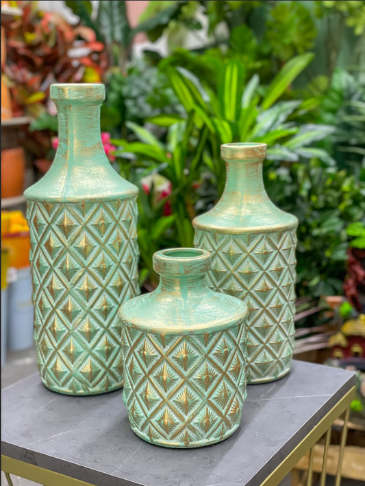 Trio de Ánforas Decorativas Vintage