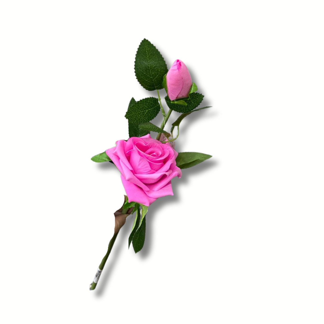 Flor Con Rosa Abierta y Cerrada Artificial