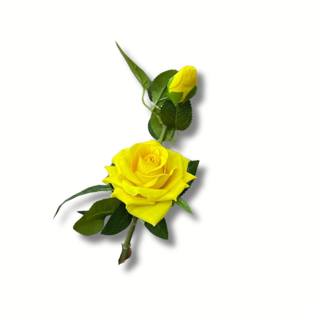 Flor Con Rosa Abierta y Cerrada Artificial