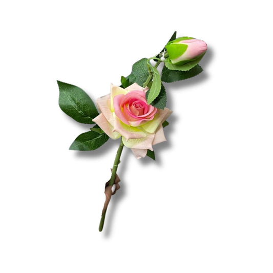 Flor Con Rosa Abierta y Cerrada Artificial