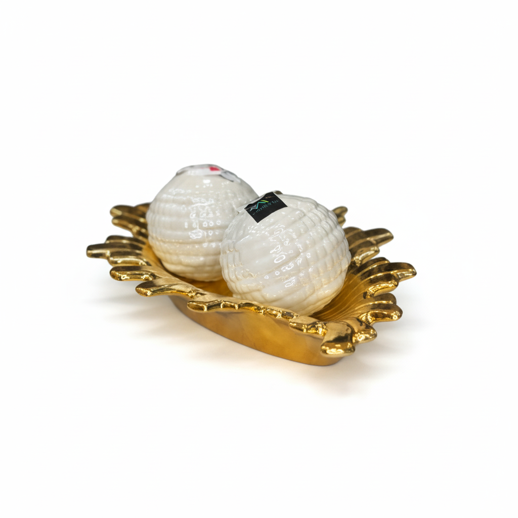 Bandeja Decorativa Dorada En Porcelana