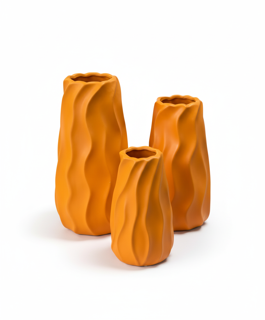 Trio Floreros Decorativos En Cerámica