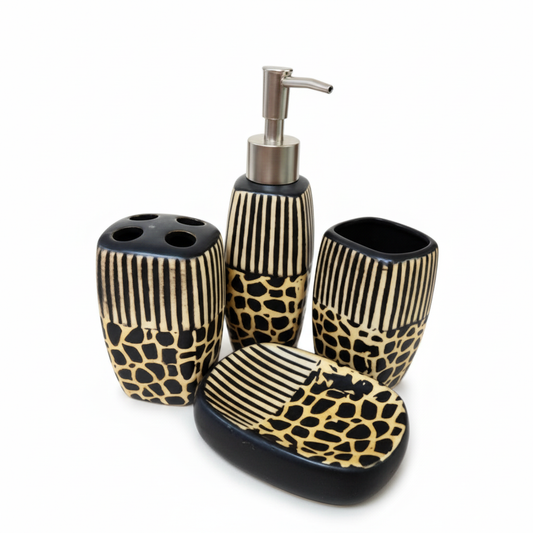 Set De Baño Estampado Negro