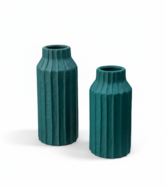 Duo Floreros Decorativos En Cerámica