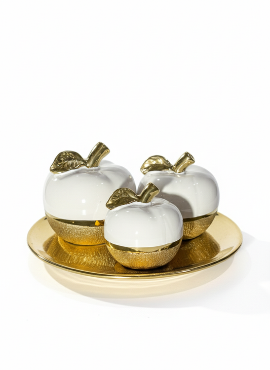 Bandeja Decorativa Con 3 Manzanas