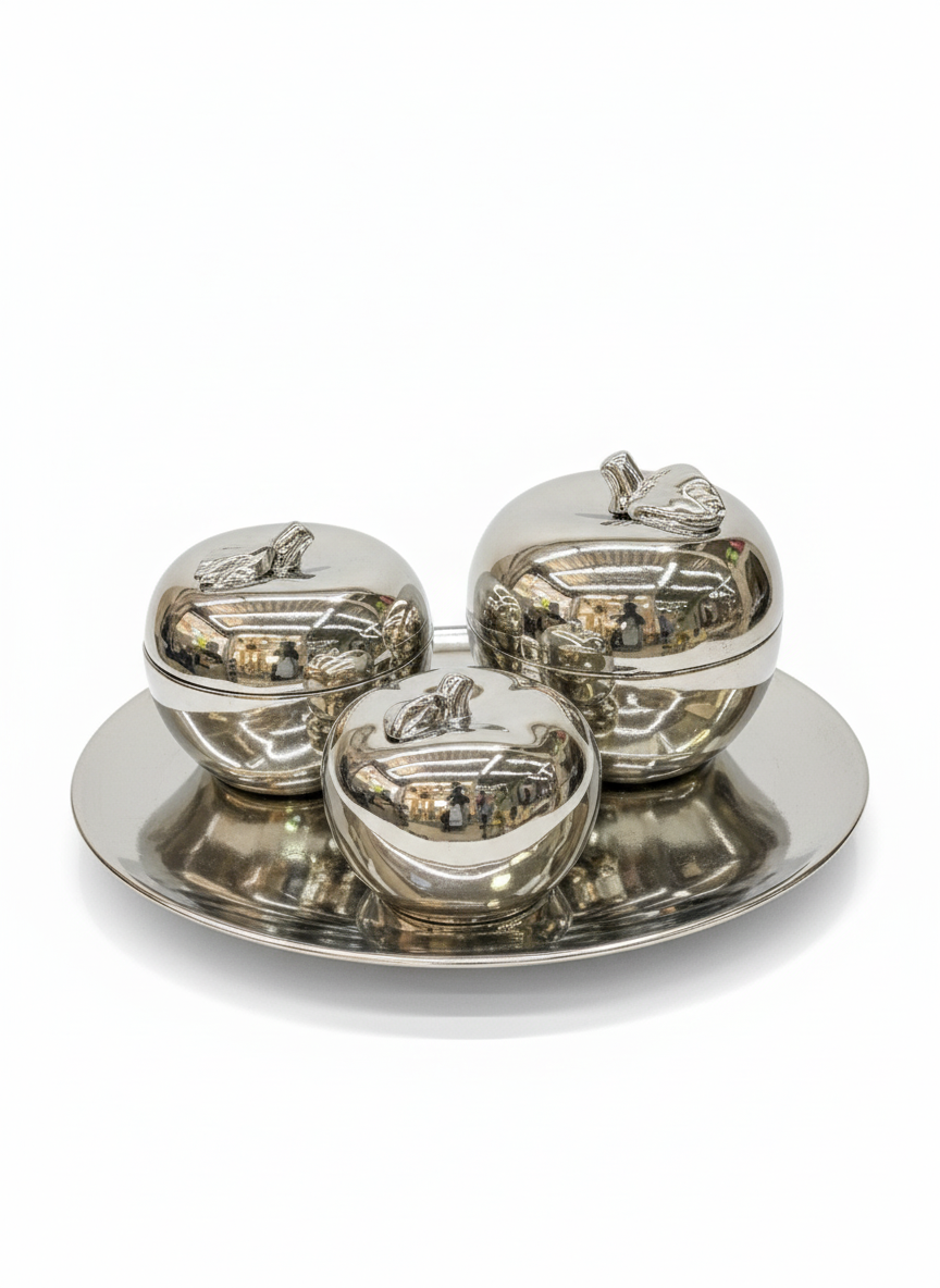 Centro de mesa manzanas con bandeja