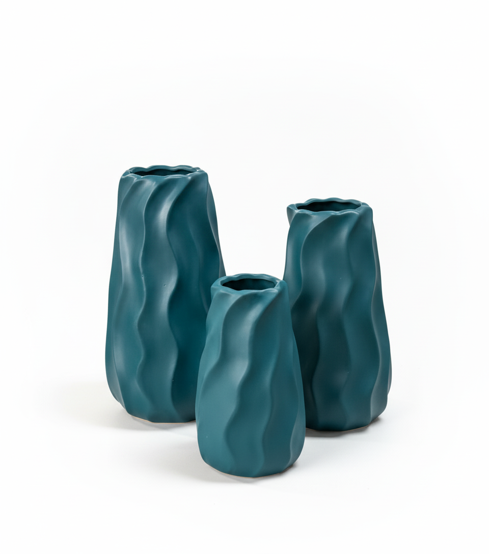 Trio Floreros Decorativos En Cerámica