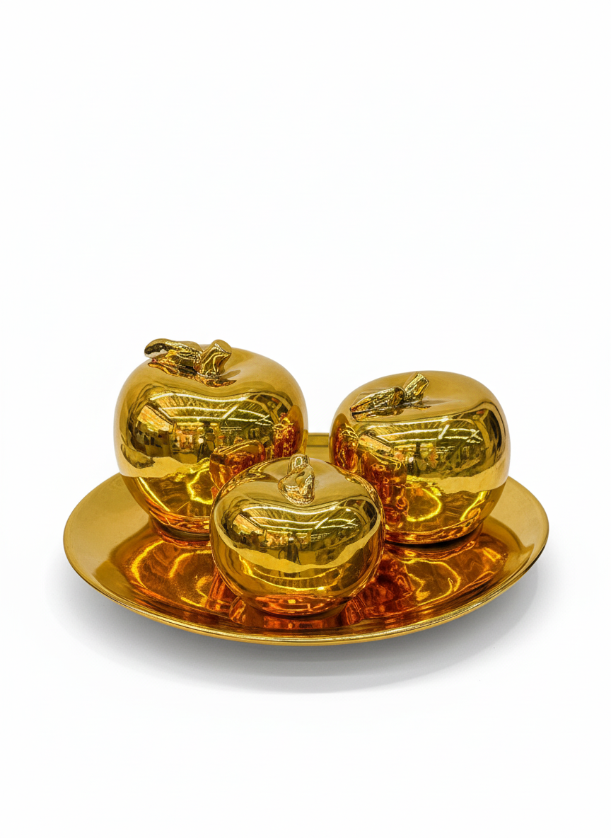 Centro de mesa manzanas con bandeja