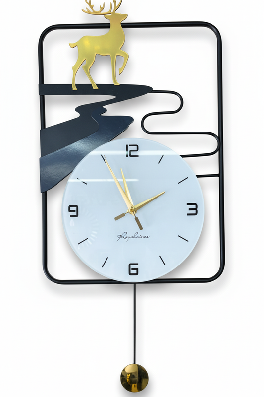 Reloj Decorativo De Pared Con Péndulo Y Reno