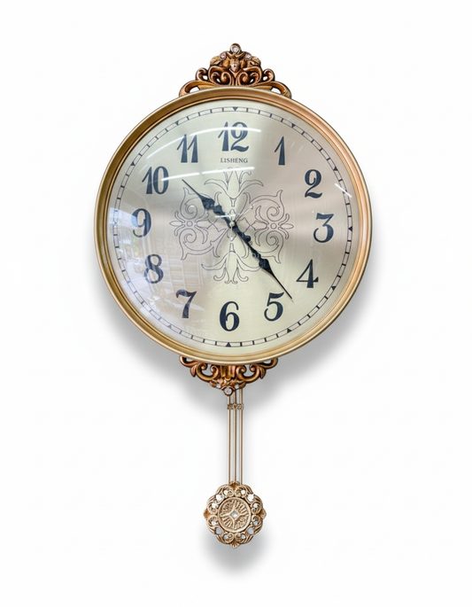 Reloj Decorativo De Pared Con Péndulo Café