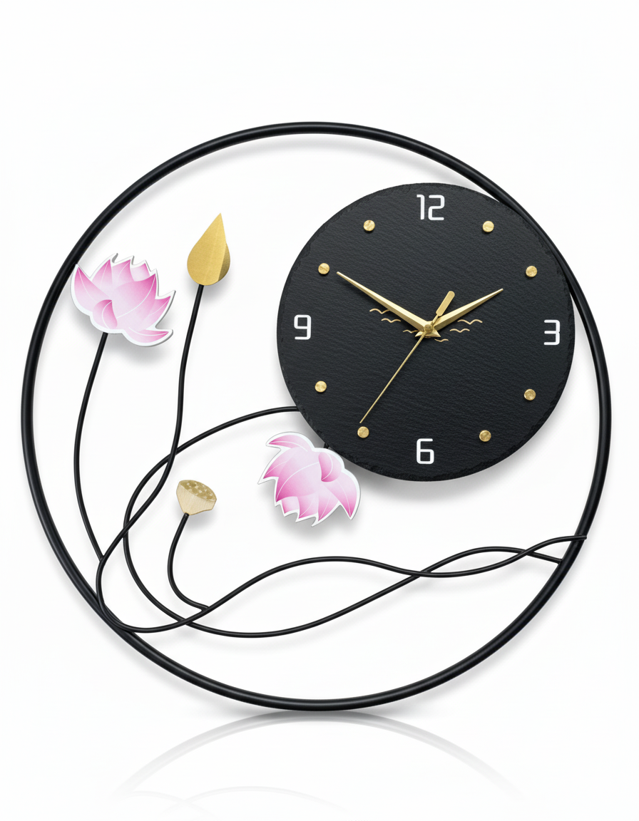 Reloj De Pared Decorativo De Pared Con Flor