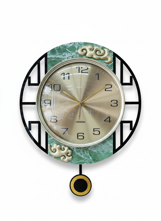 Reloj Decorativo De Pared Con Péndulo Verde