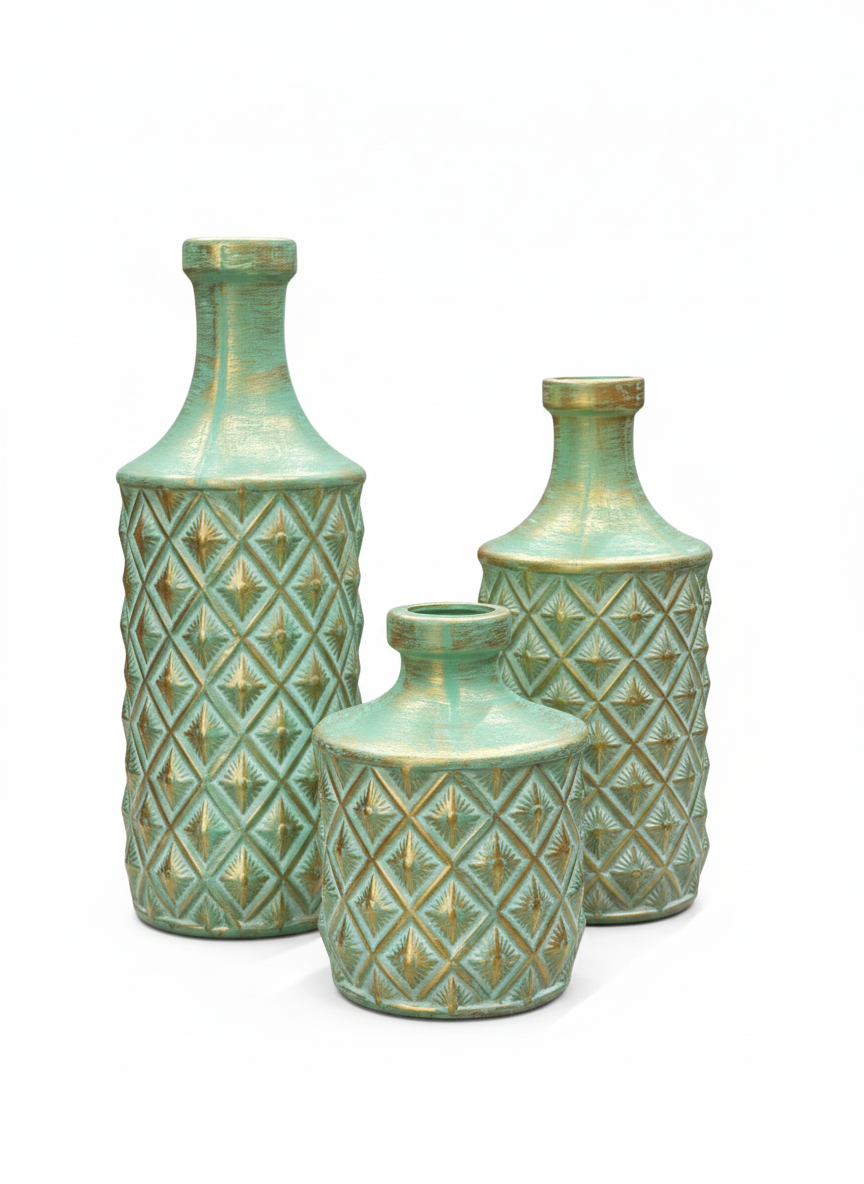 Trio de Ánforas Decorativas Vintage