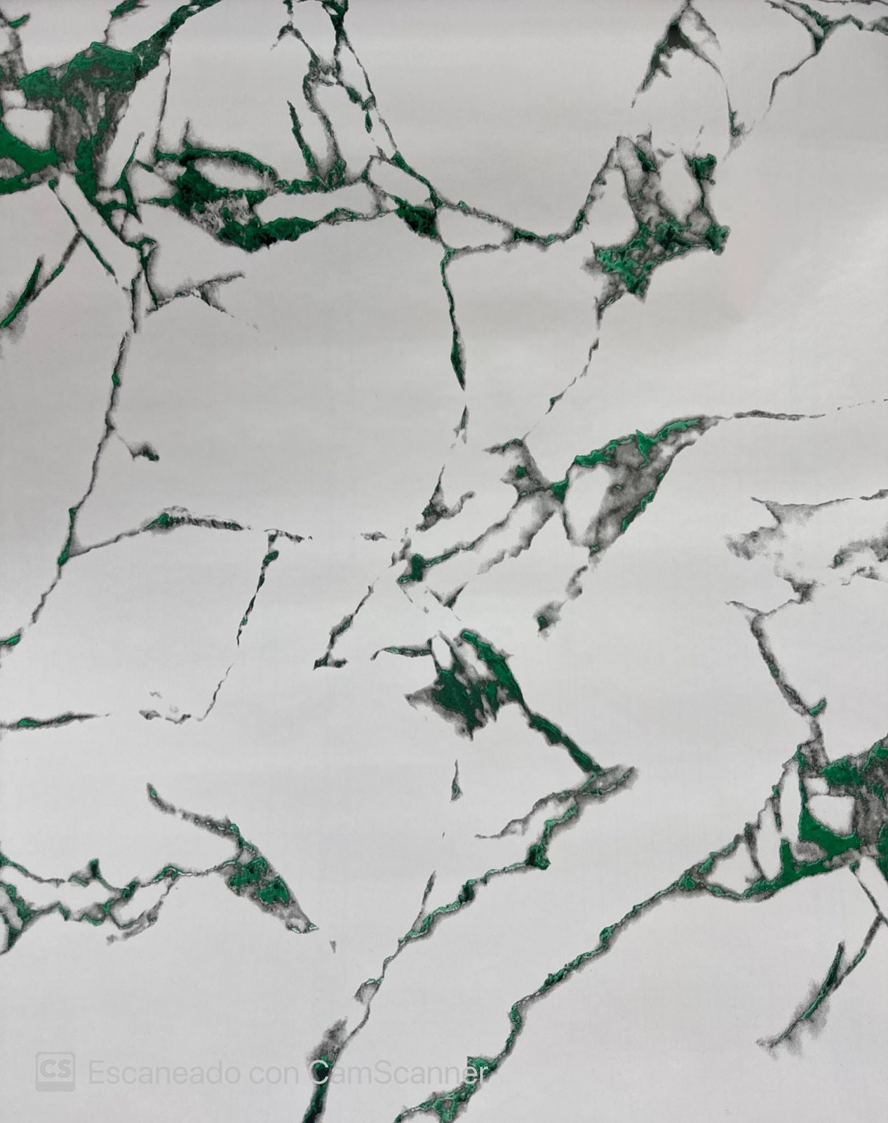 Papel Tapiz Autoadhesivo Blanco con Verde Marmolizado