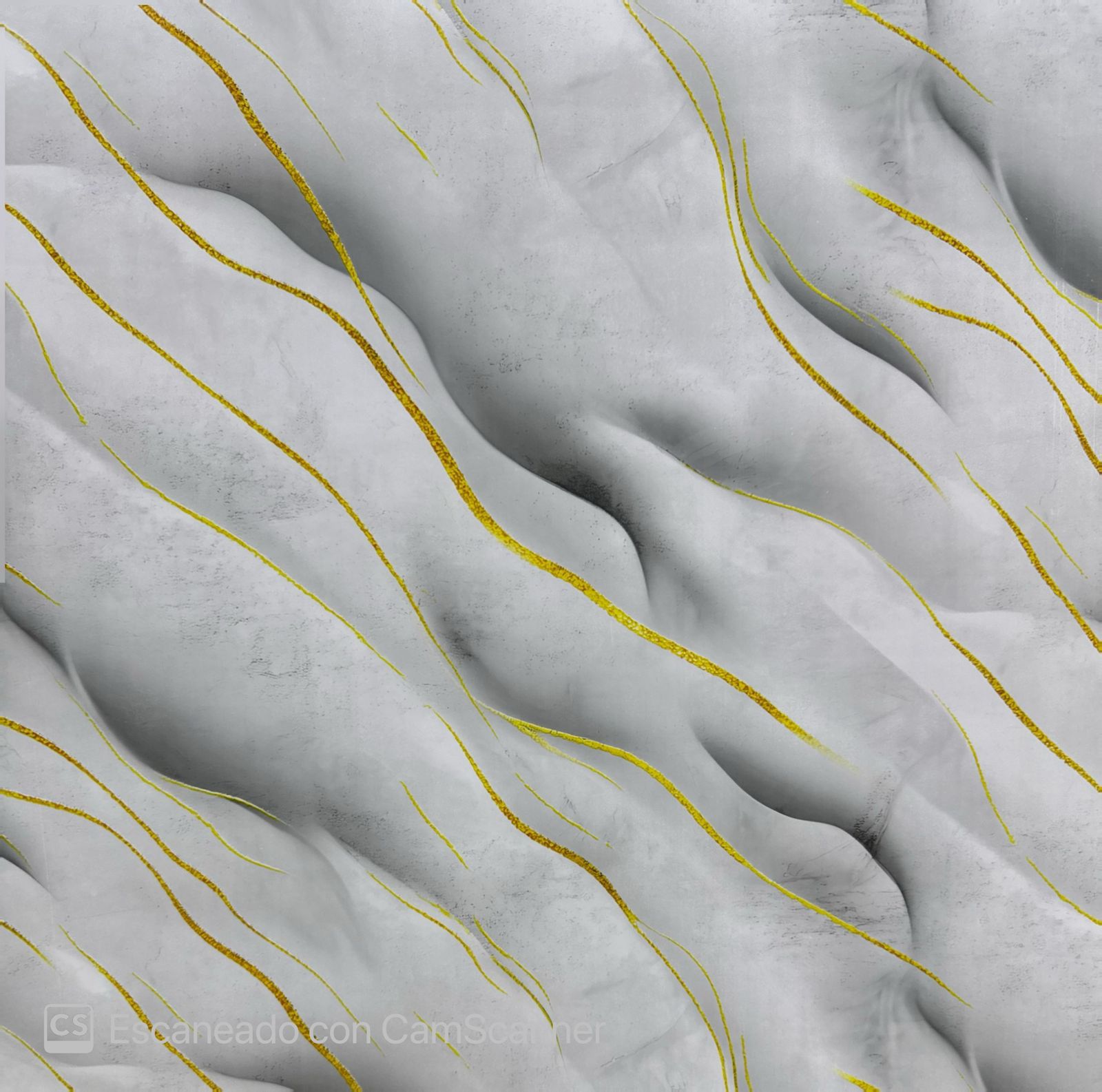 Papel Tapiz Autoadhesivo Gris con Dorado Marmolizado